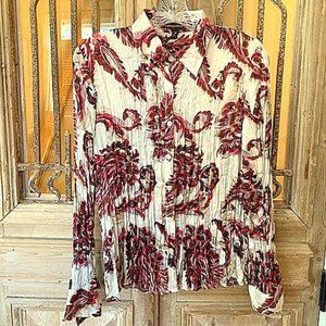Dana Buchman Pleated Flowered Blouse